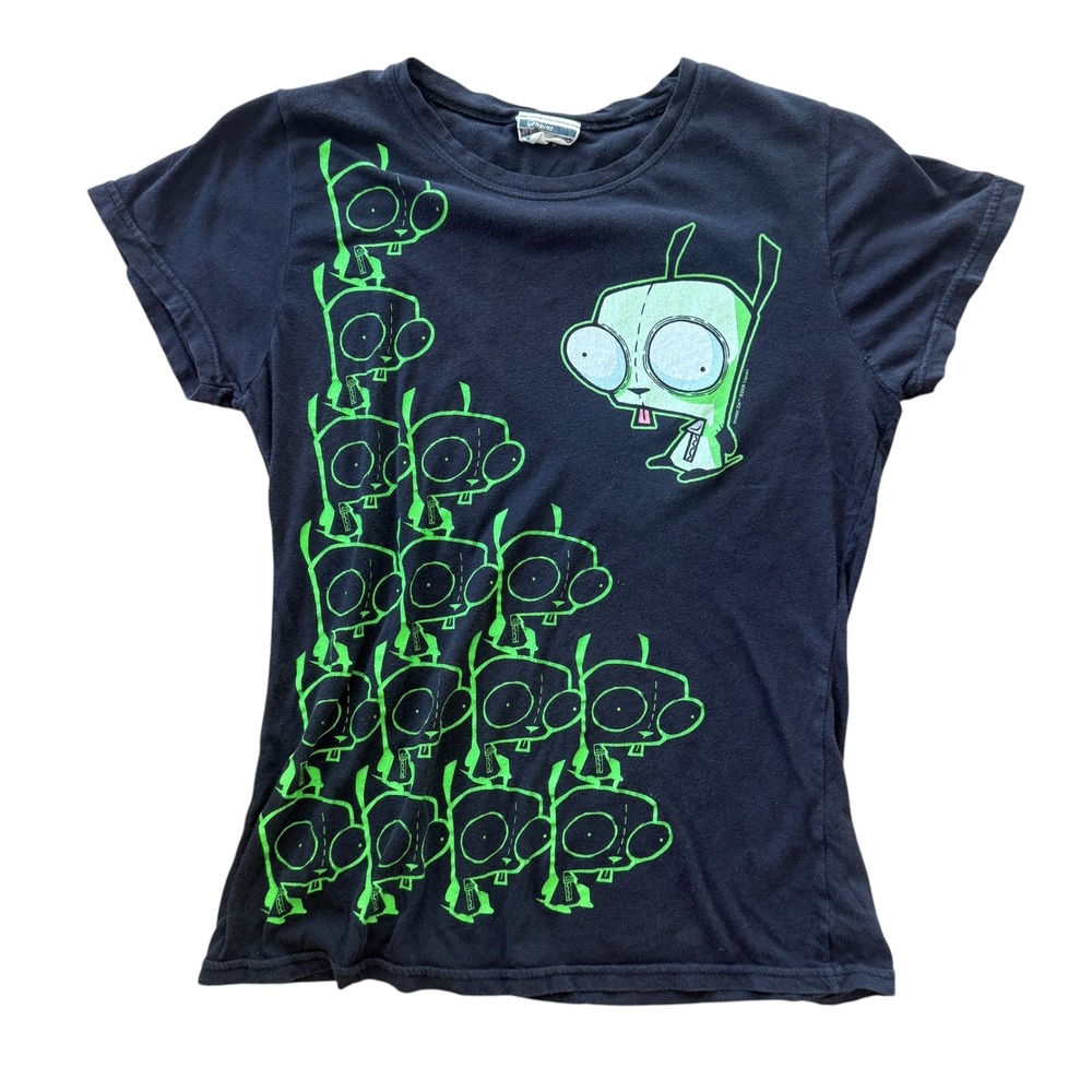 Hot Topic Invader Zim Gir T Shirt 2006 Neon Black Baby Tee Size Small vintage